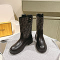 Fendi Ankle Boots F Pattern Black Cowhide 463744