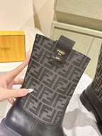 Fendi Ankle Boots F Pattern Black Cowhide 463744