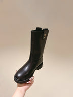 Fendi Ankle Boots F Embossed Pattern Black Cowhide 463741
