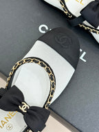 CC 25P Hollow Chain Bow Mary Janes White Mesh 473302