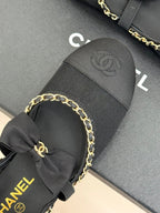 CC 25P Hollow Chain Bow Mary Janes Black Mesh 473301