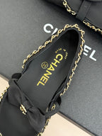 CC 25P Hollow Chain Bow Mary Janes Black Mesh 473301