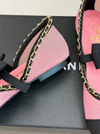 CC 25P Hollow Chain Bow Mary Janes Pink Mesh 473300