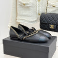 CC 25P Hollow Chain Bow Mary Janes Black Cowhide 473299