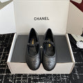 CC 25SS Embroidered Double C logo Mary Janes Black Sheepskin 473427