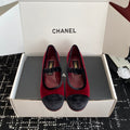 CC 25SS Embroidered Double C logo Mary Janes Red Suede 473425