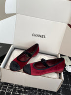 CC 25SS Embroidered Double C logo Mary Janes Red Suede 473425