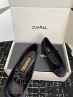 CC 25SS Embroidered Double C logo Mary Janes Black Suede 473423