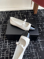 CC 25SS Mary Jane Ballerinas White Lambskin 473422