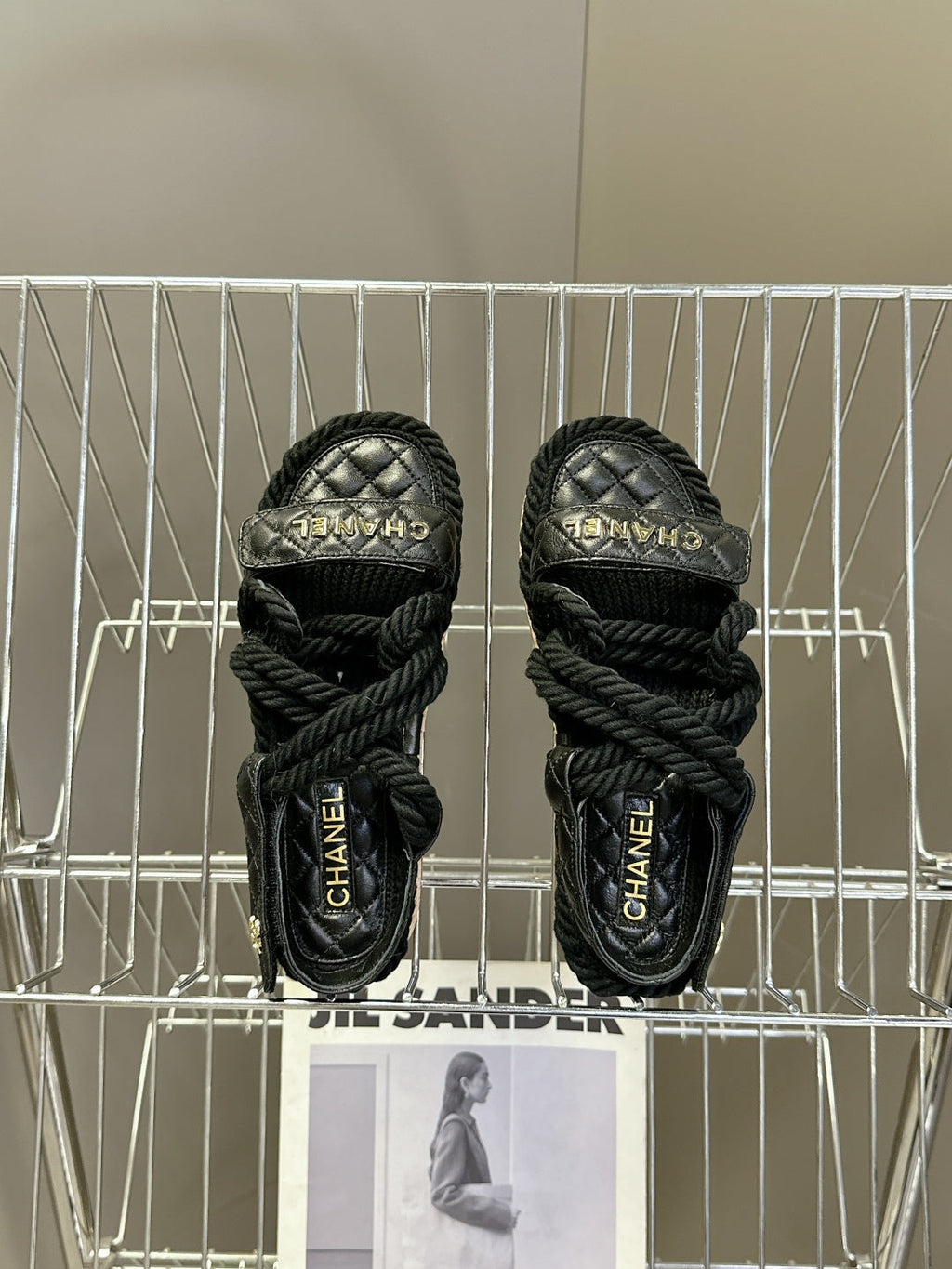 CC 25 Dad Sandals Black Rope and Sheepskin 473371