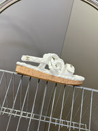 CC 25 Dad Sandals White Rope and Sheepskin 473367
