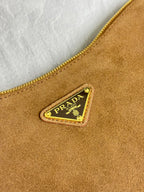 Pra 1BC229 Aimee Underarm Hobo Bag 31cm Brown Suede 267539