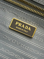 Pra Lux Soft Waxed Leather 1BA439 Extra Large 42cm Handbag Gray 267477