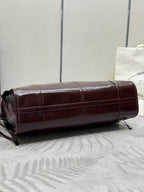 Pra Lux Soft Waxed Leather 1BA439 Extra Large 42cm Handbag Burgundy 267459