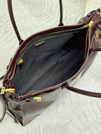Pra Lux Soft Waxed Leather 1BA439 Extra Large 42cm Handbag Burgundy 267459
