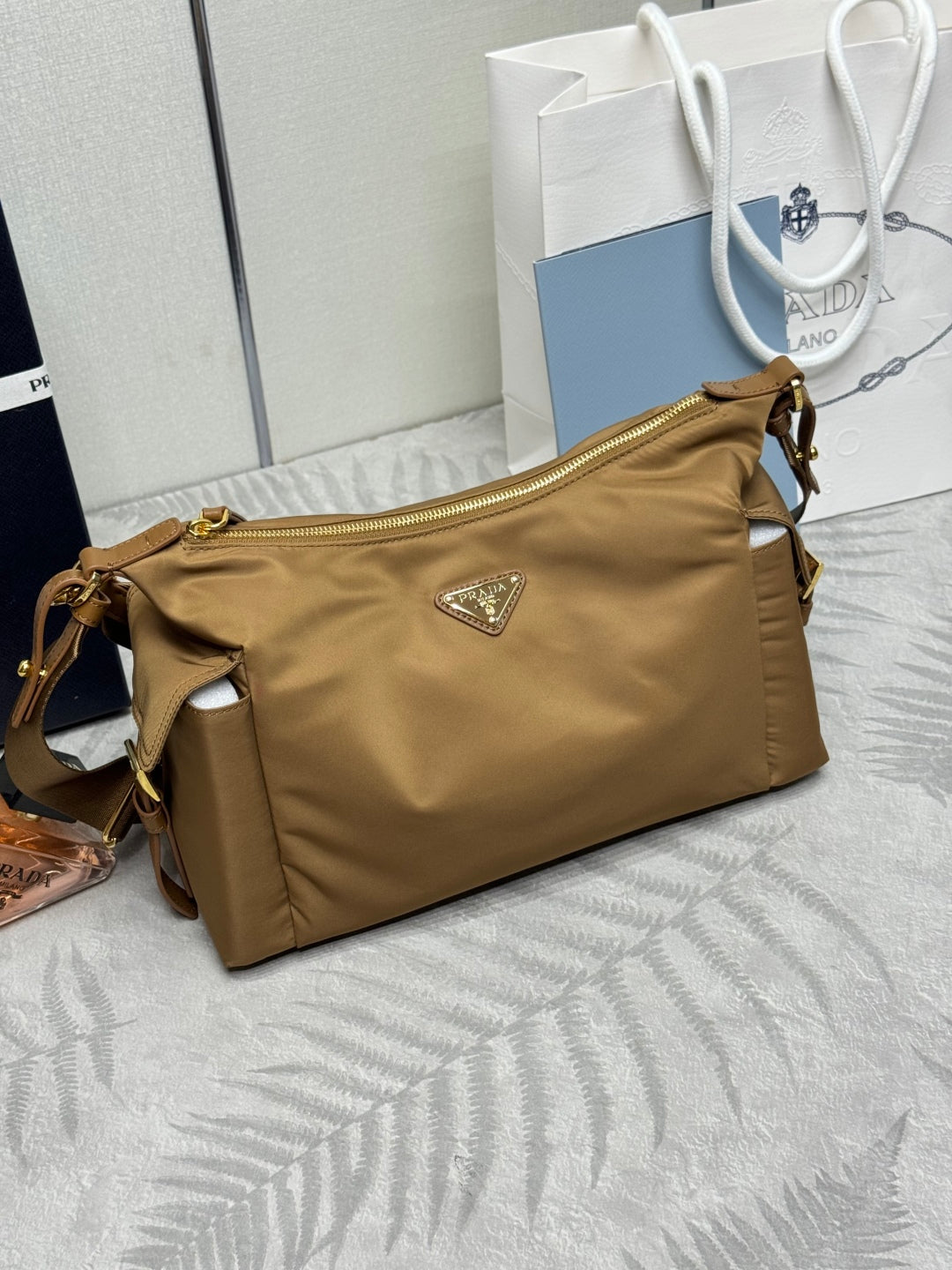Pra Explorer Bag 32cm Brown Nylon and Calfskin 267412