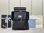 Pra Double Shopping Bag 32cm Black Cowhide 267277