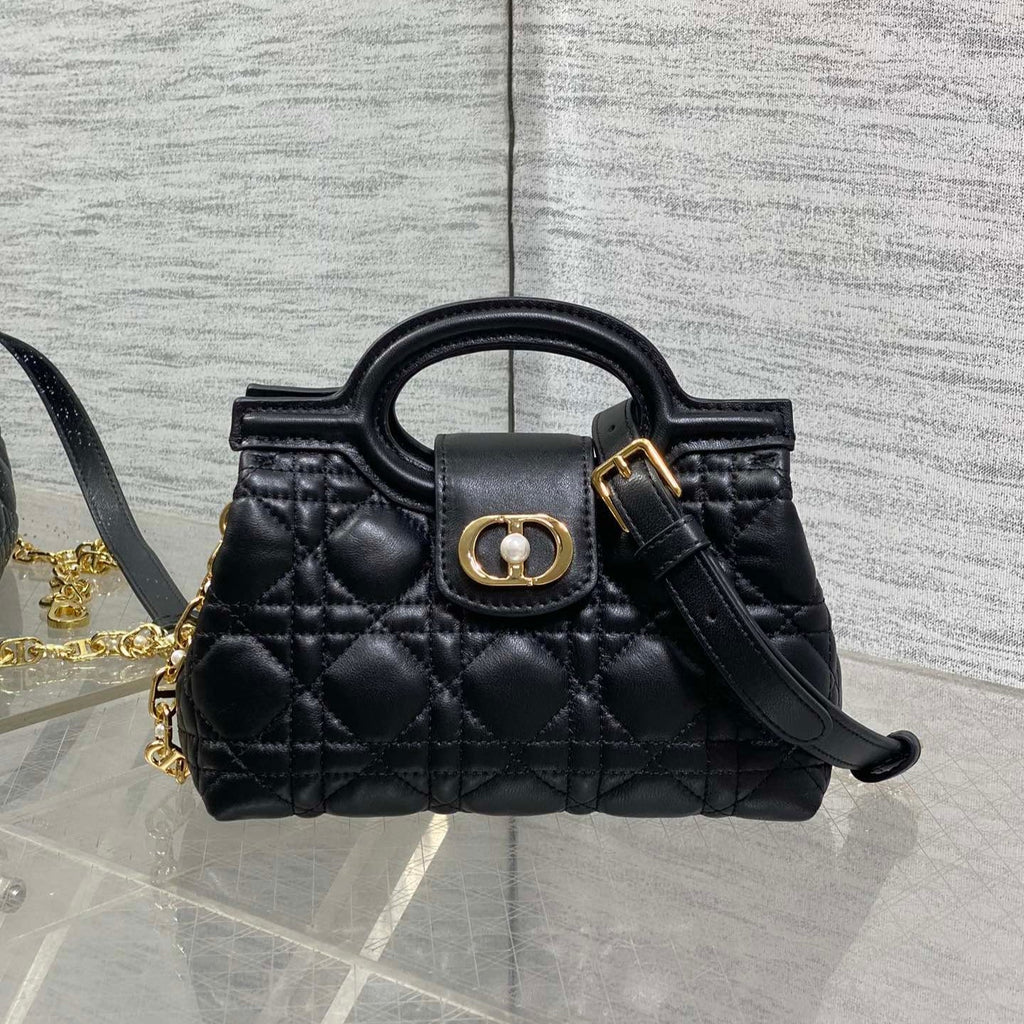 CD Jolie Top Handle Mini Chain Bag 19cm Black Cowhide
