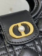 CD Jolie Top Handle Mini Chain Bag 19cm Black Cowhide
