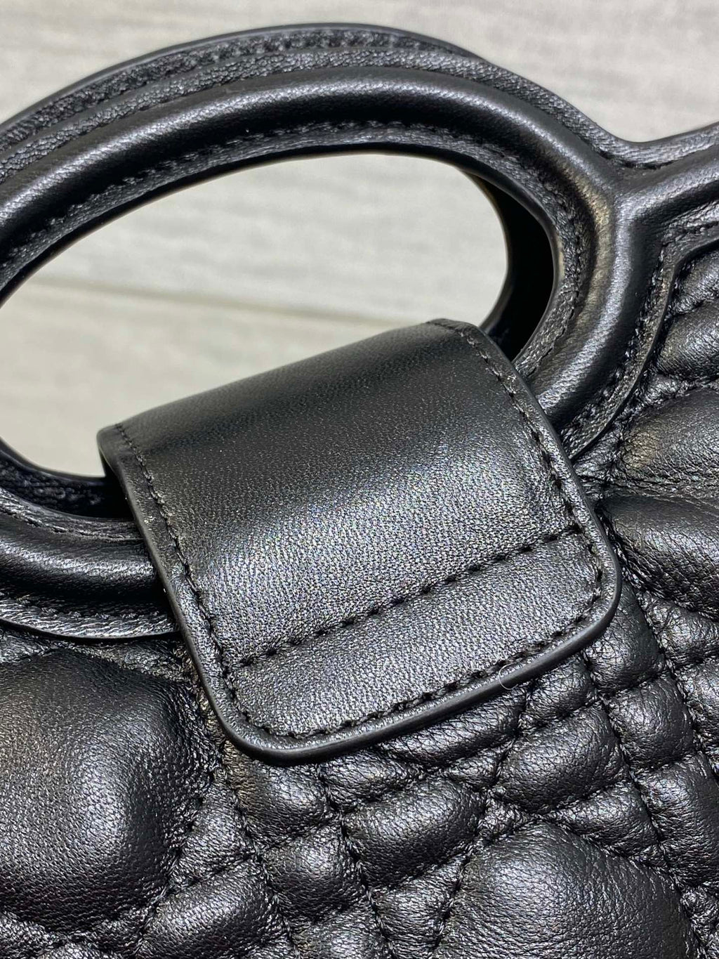 CD Jolie Top Handle Mini Chain Bag 19cm Black Cowhide
