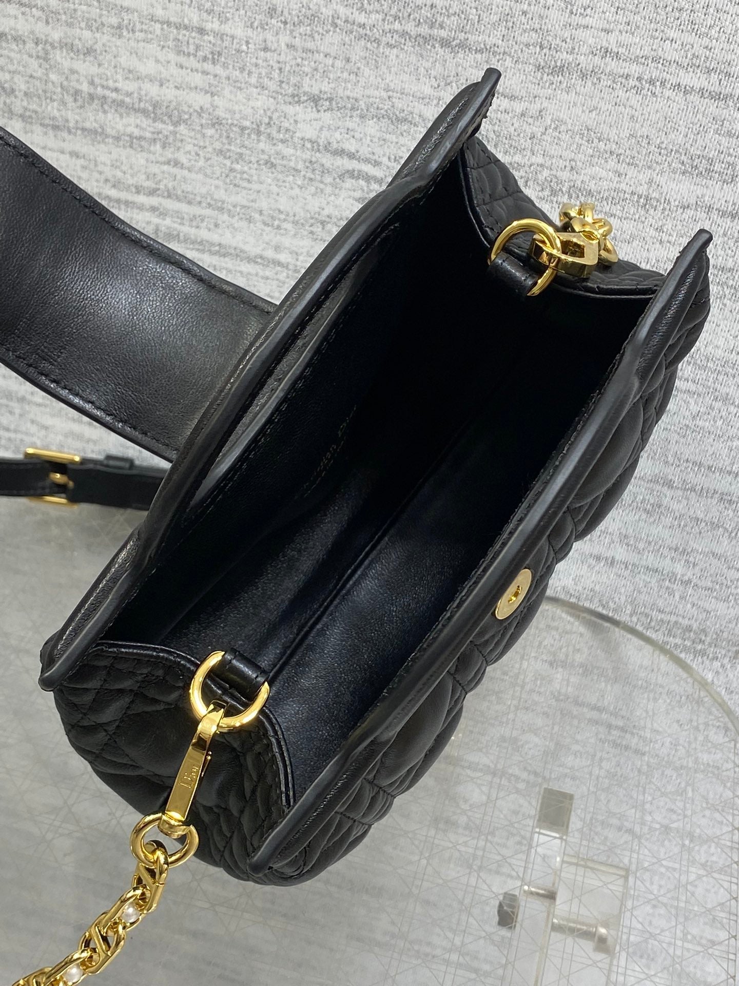 CD Jolie Top Handle Mini Chain Bag 19cm Black Cowhide