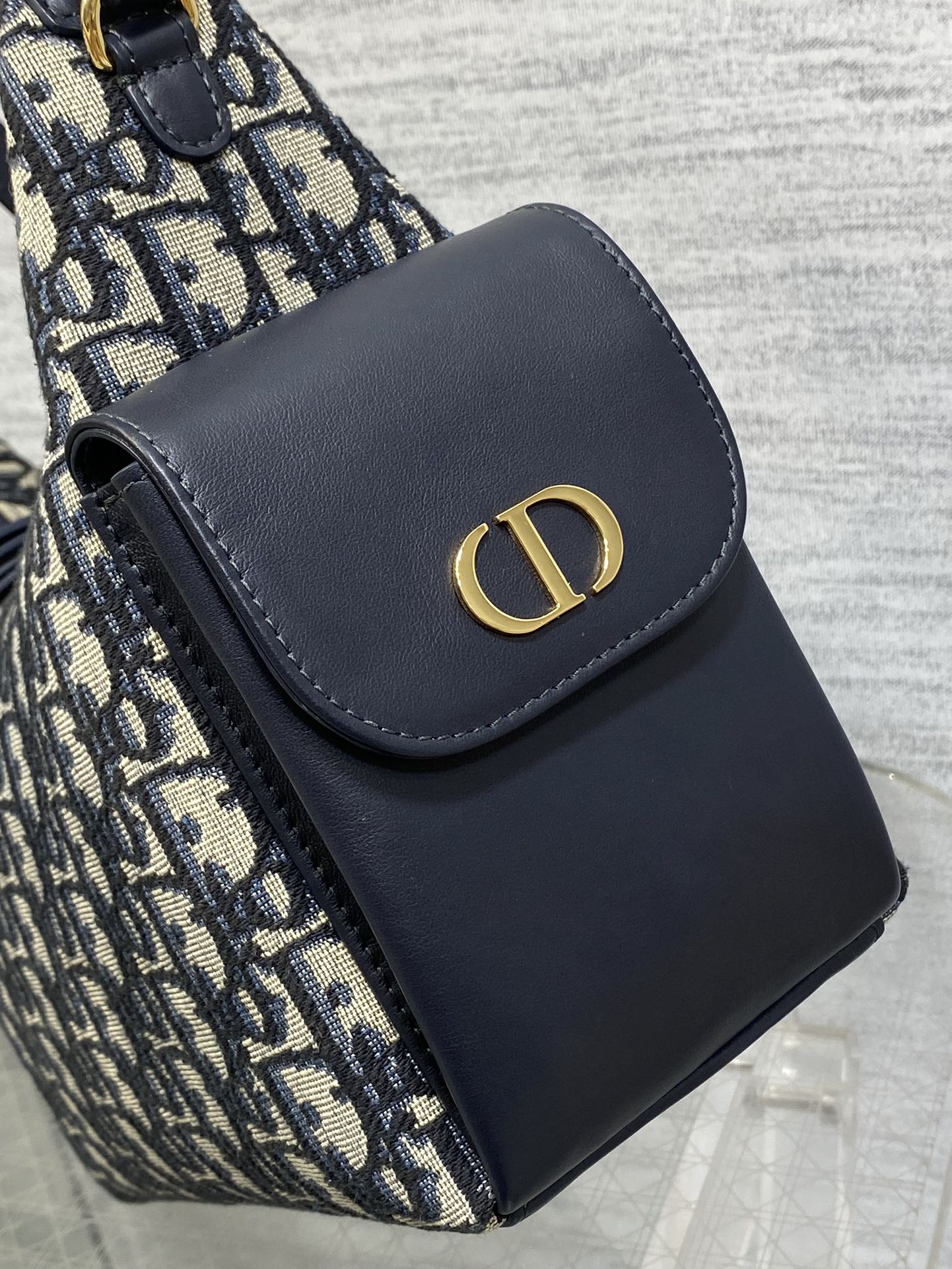 CD D-Dream Two Side Pockets 24cm Blue Canvas and Cowhide