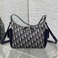 CD D-Dream Two Side Pockets 24cm Blue Canvas and Cowhide