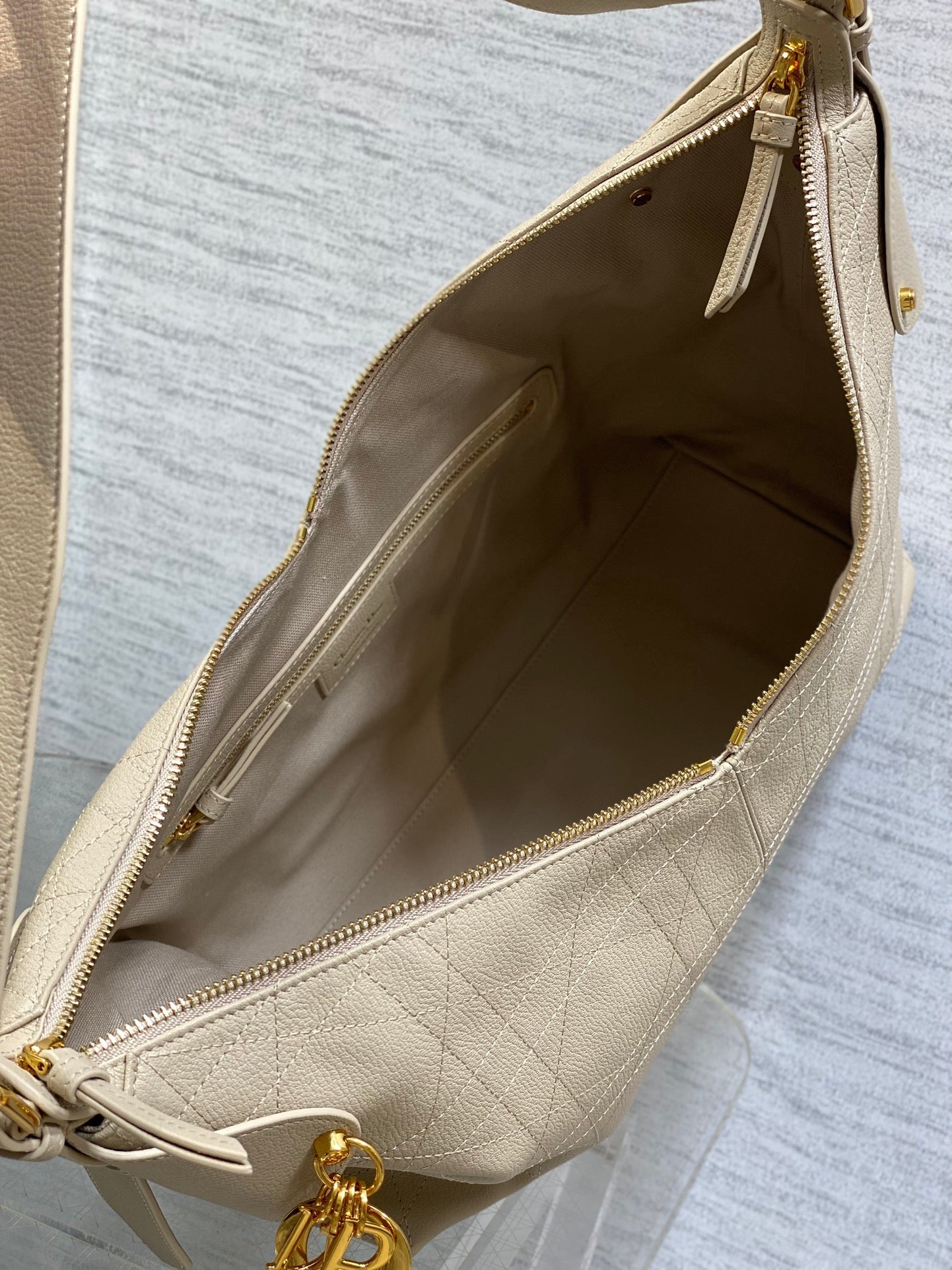 CD VOYAGE Handbag 34cm Cream Cowhide
