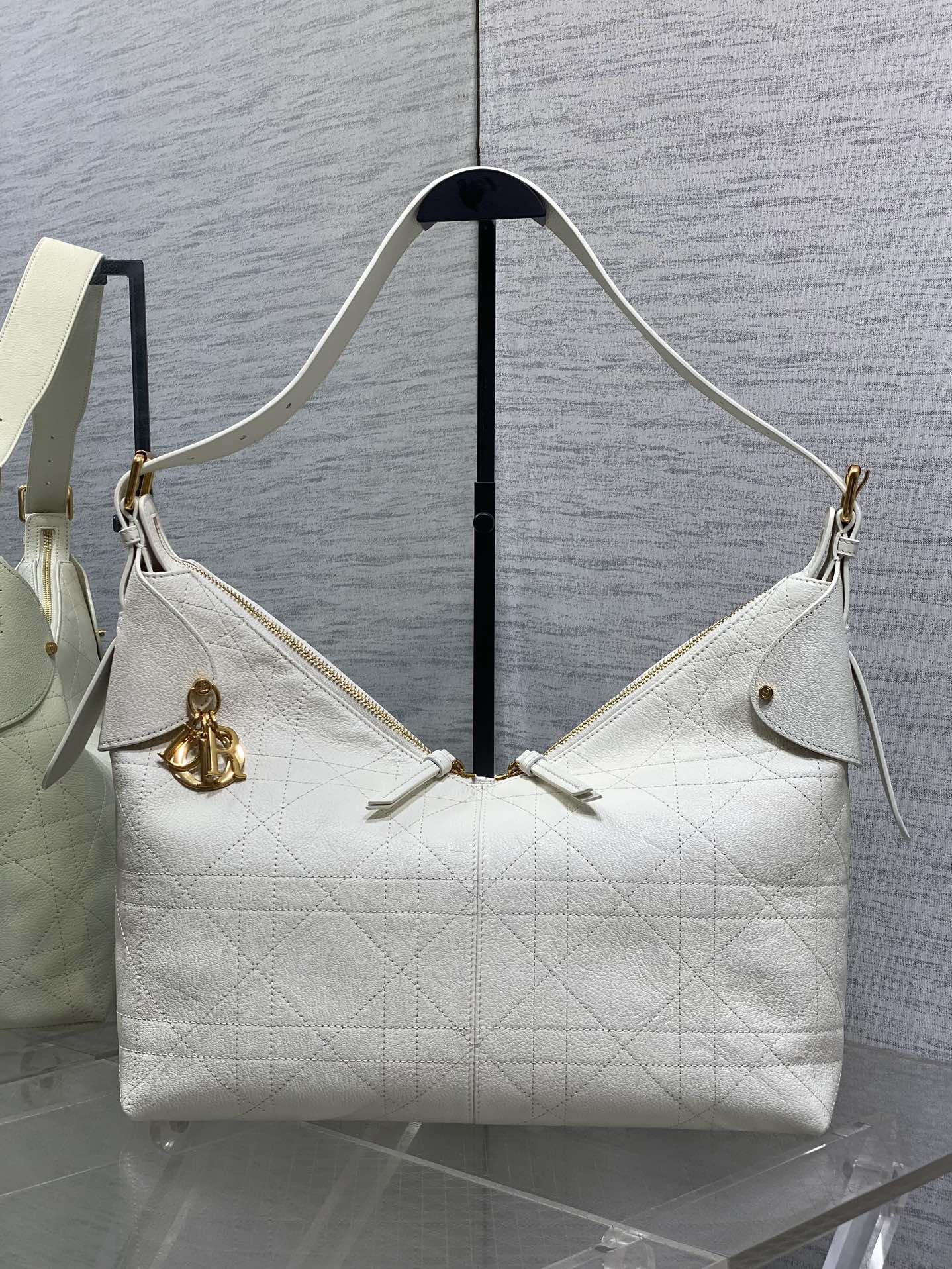 CD VOYAGE Handbag 34cm White Cowhide
