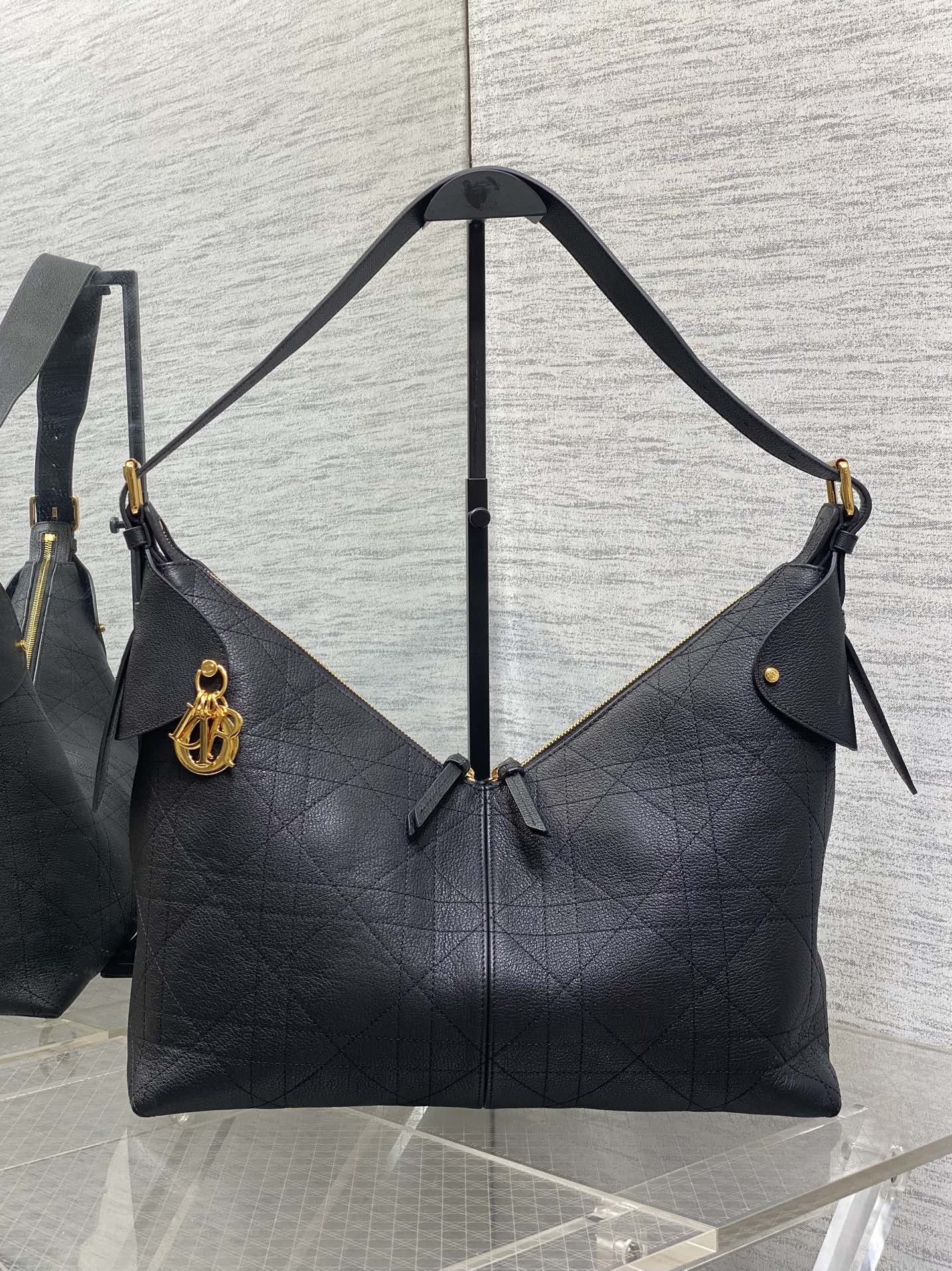 CD VOYAGE Handbag 34cm Black Cowhide