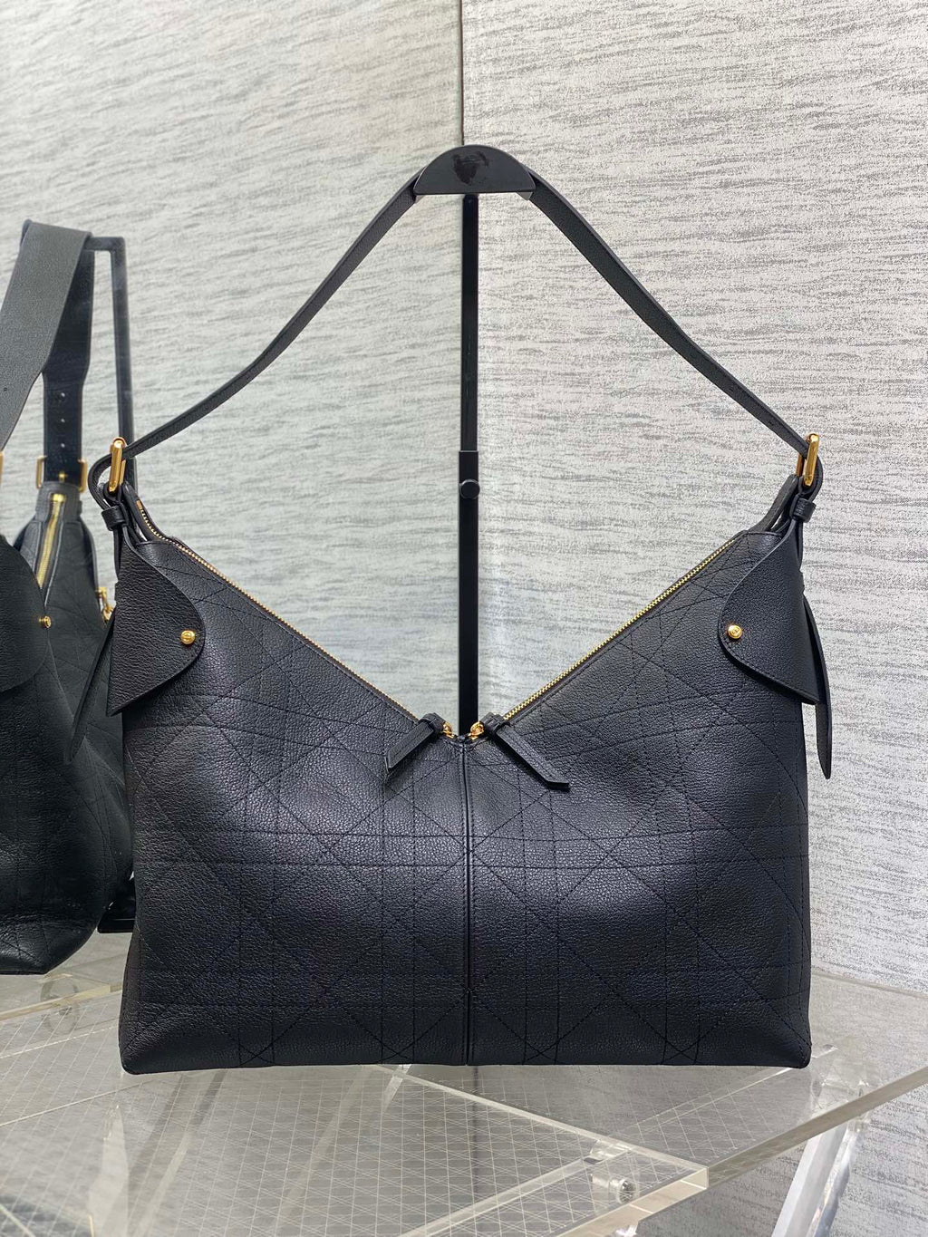 CD VOYAGE Handbag 34cm Black Cowhide