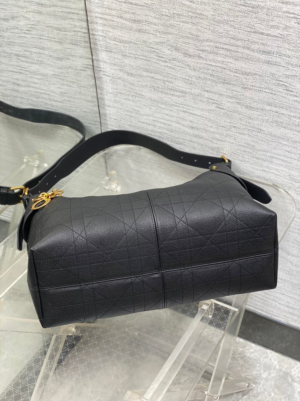 CD VOYAGE Handbag 34cm Black Cowhide