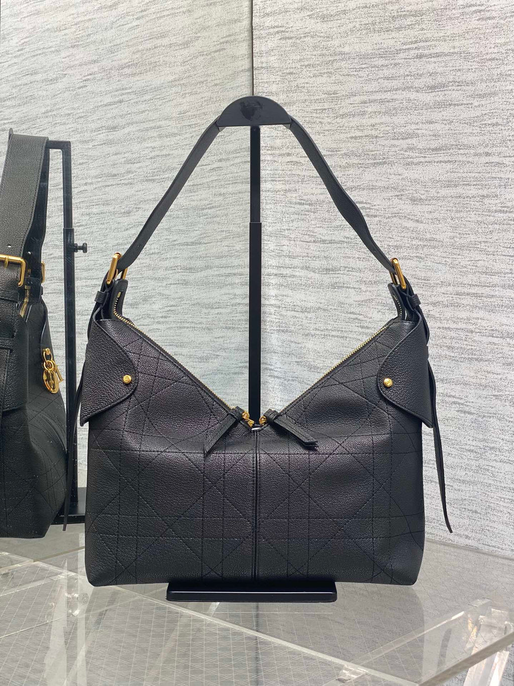 CD VOYAGE Handbag 28cm Black Cowhide