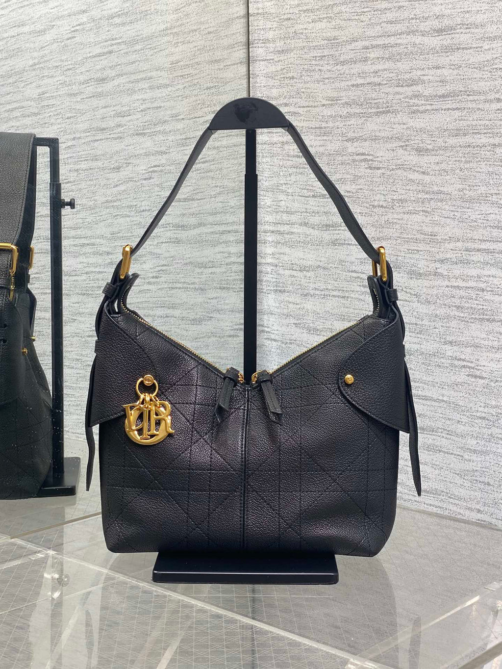 CD VOYAGE Handbag 23cm Black Cowhide