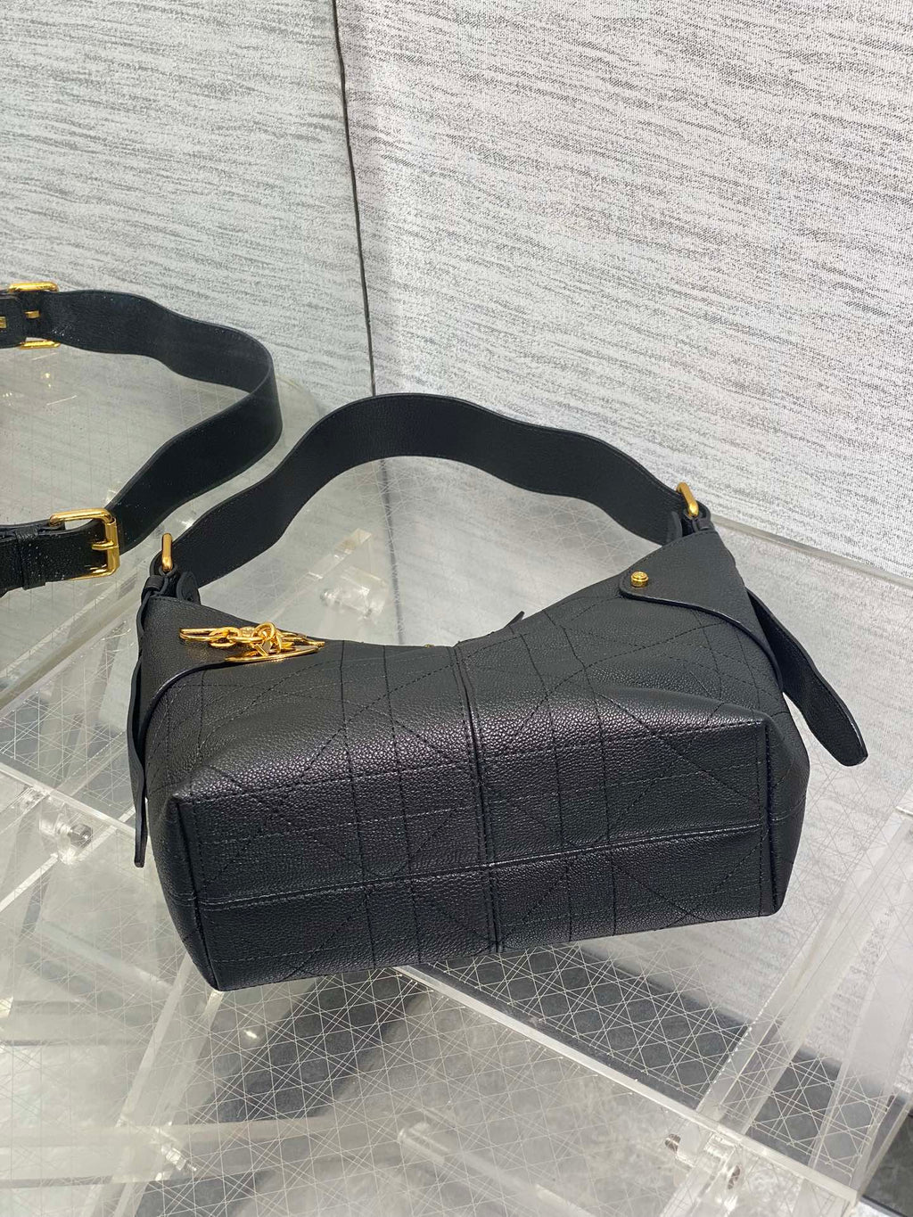CD VOYAGE Handbag 23cm Black Cowhide