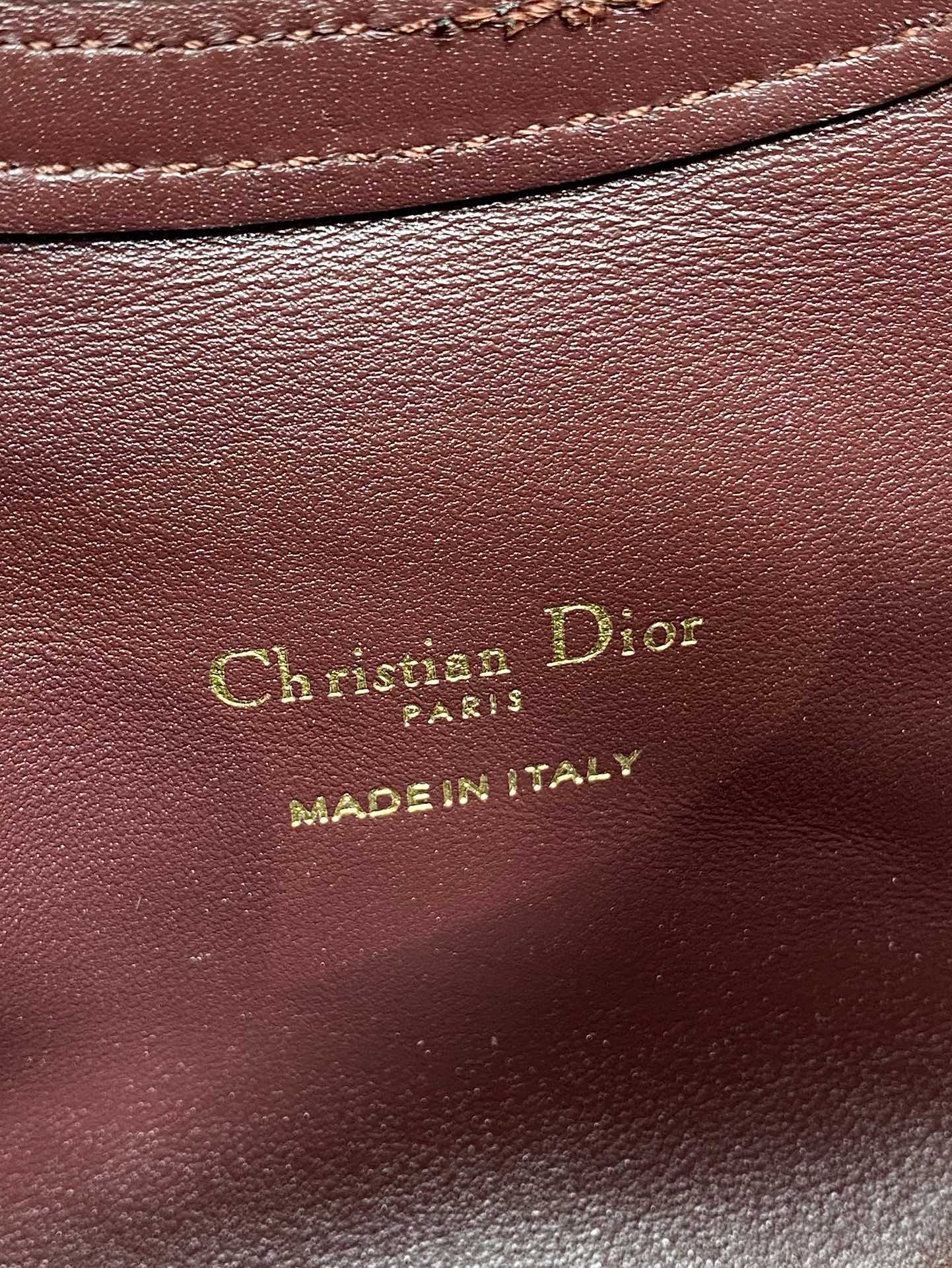 CD Jolie Top Handle Mini Chain Bag 19cm Burgundy Cowhide