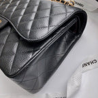CC Classic Jumbo 30cm Black Caviar Gold Hardware