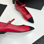 CC 25SS Pointed-Toe Mary Janes Red Cowhide 490140