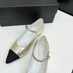 CC 25SS Pointed-Toe Mary Janes Light Metal Gold Cowhide 490139