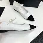 CC 25SS Pointed-Toe Mary Janes White Cowhide 490138