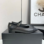 CC 25SS Pointed-Toe Mary Janes Black Cowhide 490137