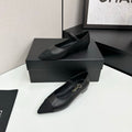 CC 25SS Pointed-Toe Mary Janes Black Cowhide 490137