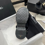 CC 25B Thick-Sole Casual Sandals with Velcro Black Fabric 489314