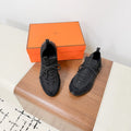 HM 25VS Lift Slip-On Sneakers Full Black Suede Down Fabric 492935