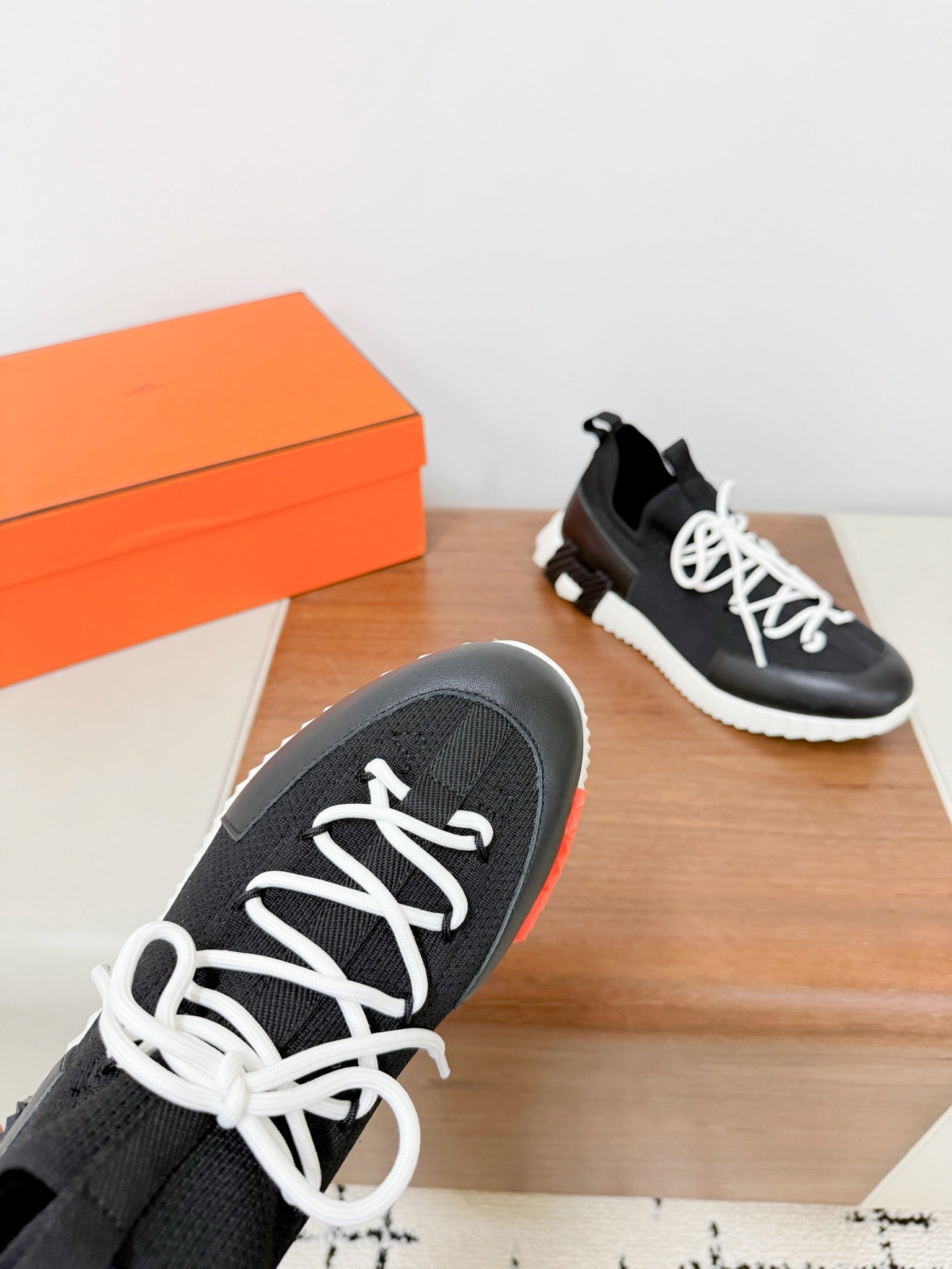HM Lift Slip-On Sneakers Black Cowhide Down Fabric 492937