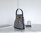 MONTAIGNE MEDIUM 24 BUCKET BAG IN BLUE OBLIQUE JACQUARD CALFSKIN