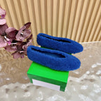 BV 25SS Shearling Ballerina in Blue Wool Sheepskin