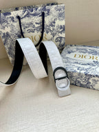 CD Belt 35mm White Black Leather Buckle 593666