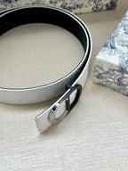 CD Belt 35mm White Black Leather Buckle 593666