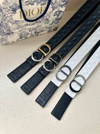 CD Belt 35mm White Black Leather Buckle 593666
